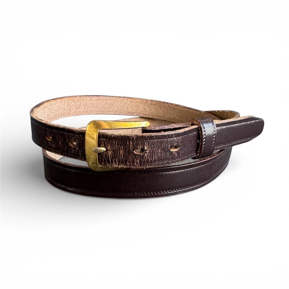 Vintage CARO Steerhide Belt‎ Brown Genuine Leather Distressed Mens 34